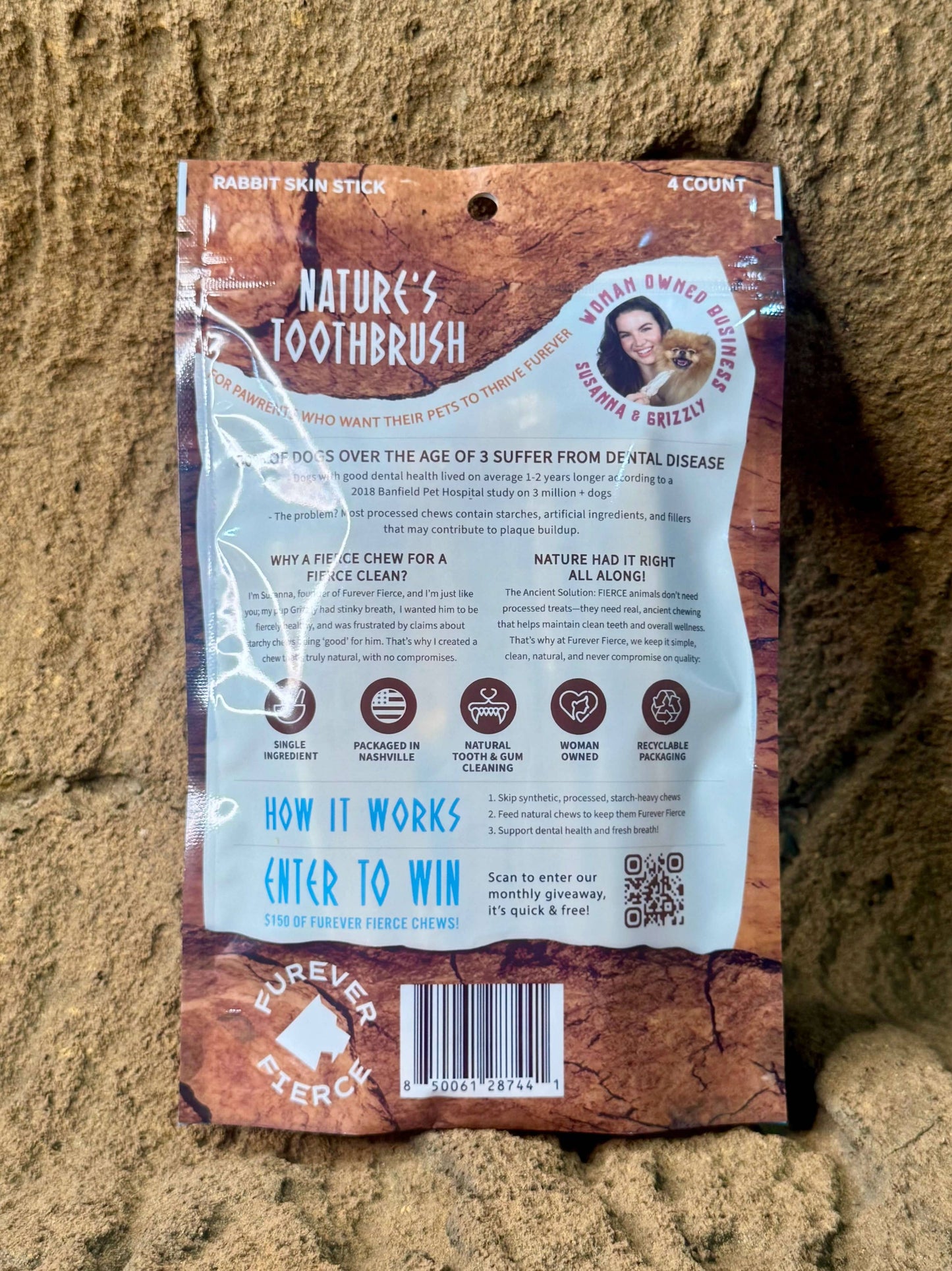 Rabbit Skin Stick Bag of 4 Dog Chew - Single Ingredient