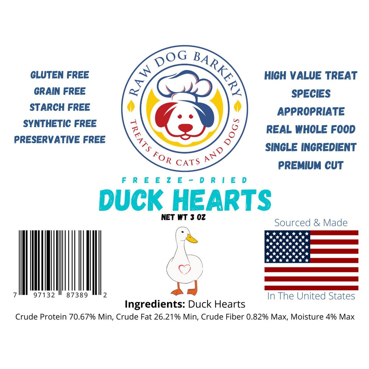 Duck Hearts Whole Freeze-Dried