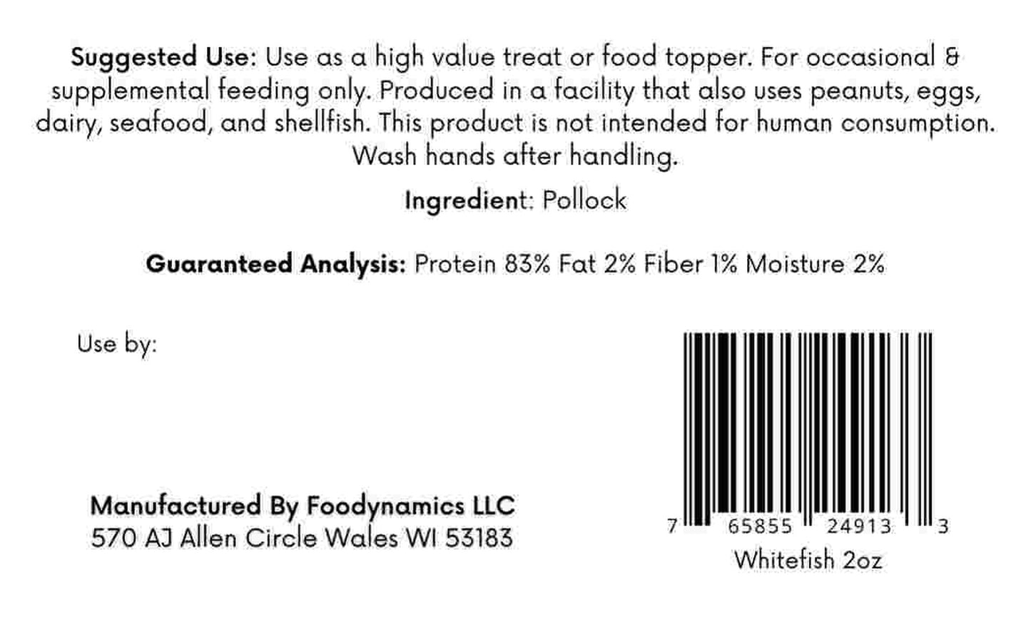 Wild Caught Alaskan Whitefish Freeze-Dried